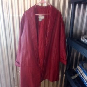 Venezia woman's plus red 100% genuine leather jacket.
